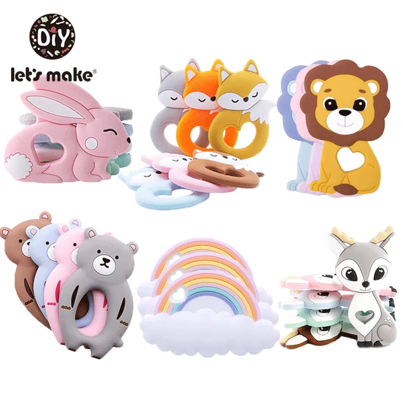 Silicone Teether Rodent Cartoon Animals 1pc Food Grade Silicone Pandents DIY Teething Toys For Teeth Tiny Rod Baby Teethers Gift