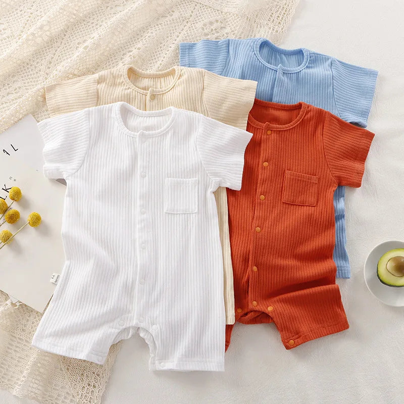 Newborn Baby Short Sleeve Romper for Twins Boys Girls Cotton Summer Bodysuits Toddler One-pieces 0 To 24 Months Clothes 2023