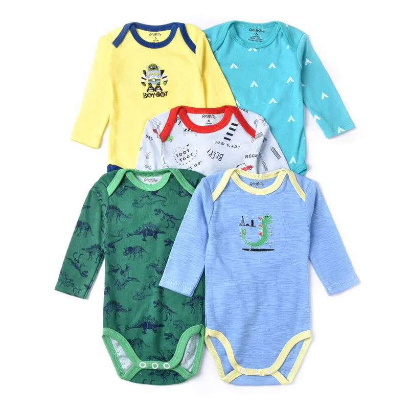 5Pcs High Quality 3M-24M Winggle-in Cotton Infant Long Sleeve Bodysuit Baby Bodysuits